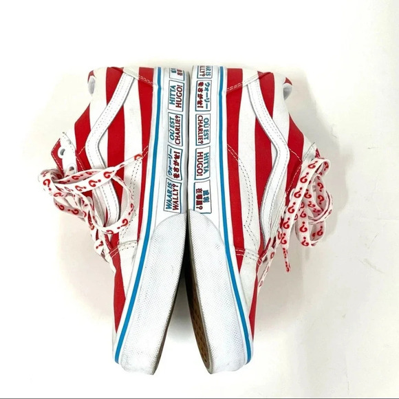 Vans x Where’s Waldo ? Red White Old Skool Textile Low Top Size 5.5 - Picture 4 of 10